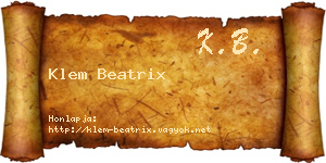Klem Beatrix névjegykártya